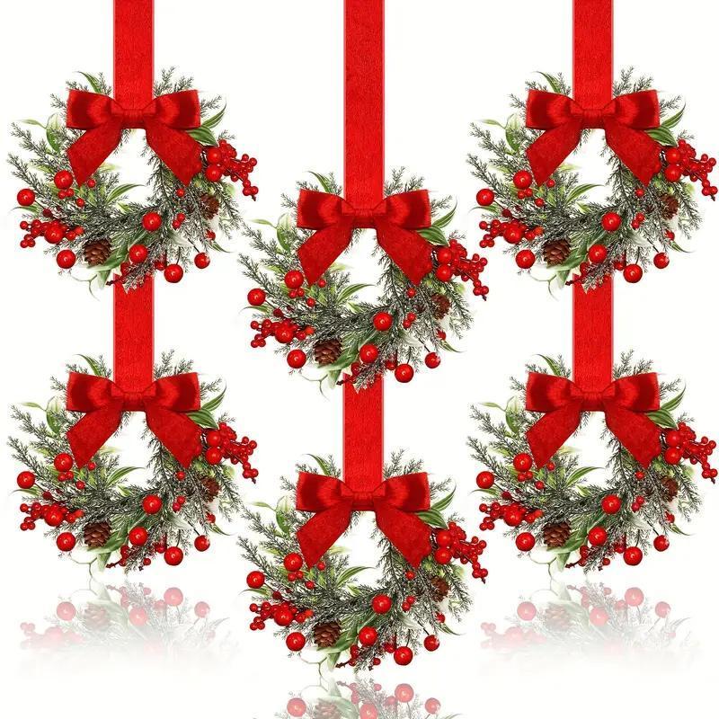 Mini Christmas Cabinet Wreaths (Set of 6)