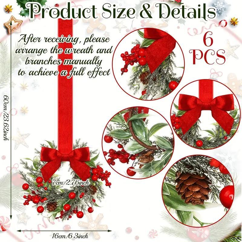 Mini Christmas Cabinet Wreaths (Set of 6)